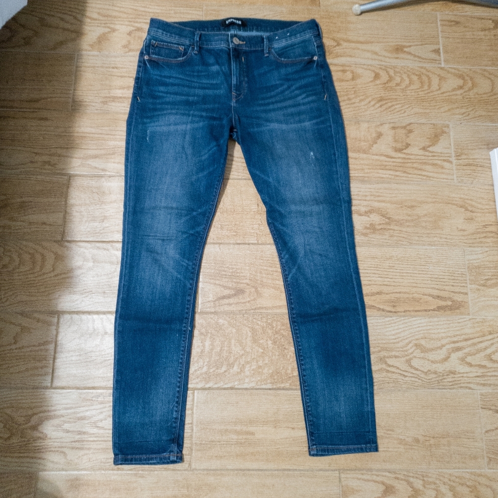 Express Distressed Skinny Jeans